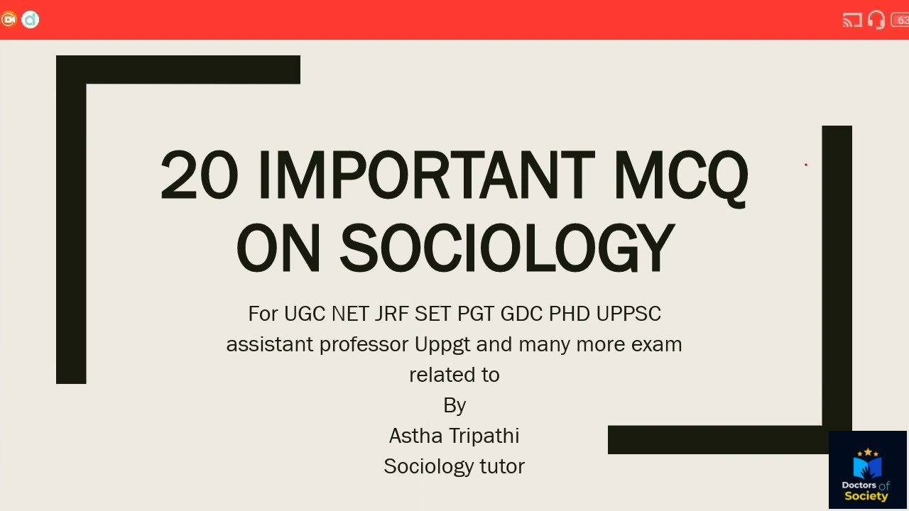 SOCIOLOGY : 20 MCQ