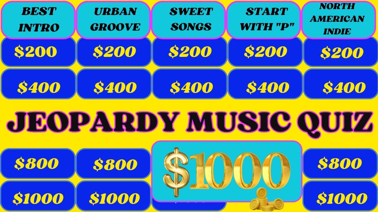 MUSIC QUIZ JEOPARDY STYLE:  Can You Guess 25 SONGS?