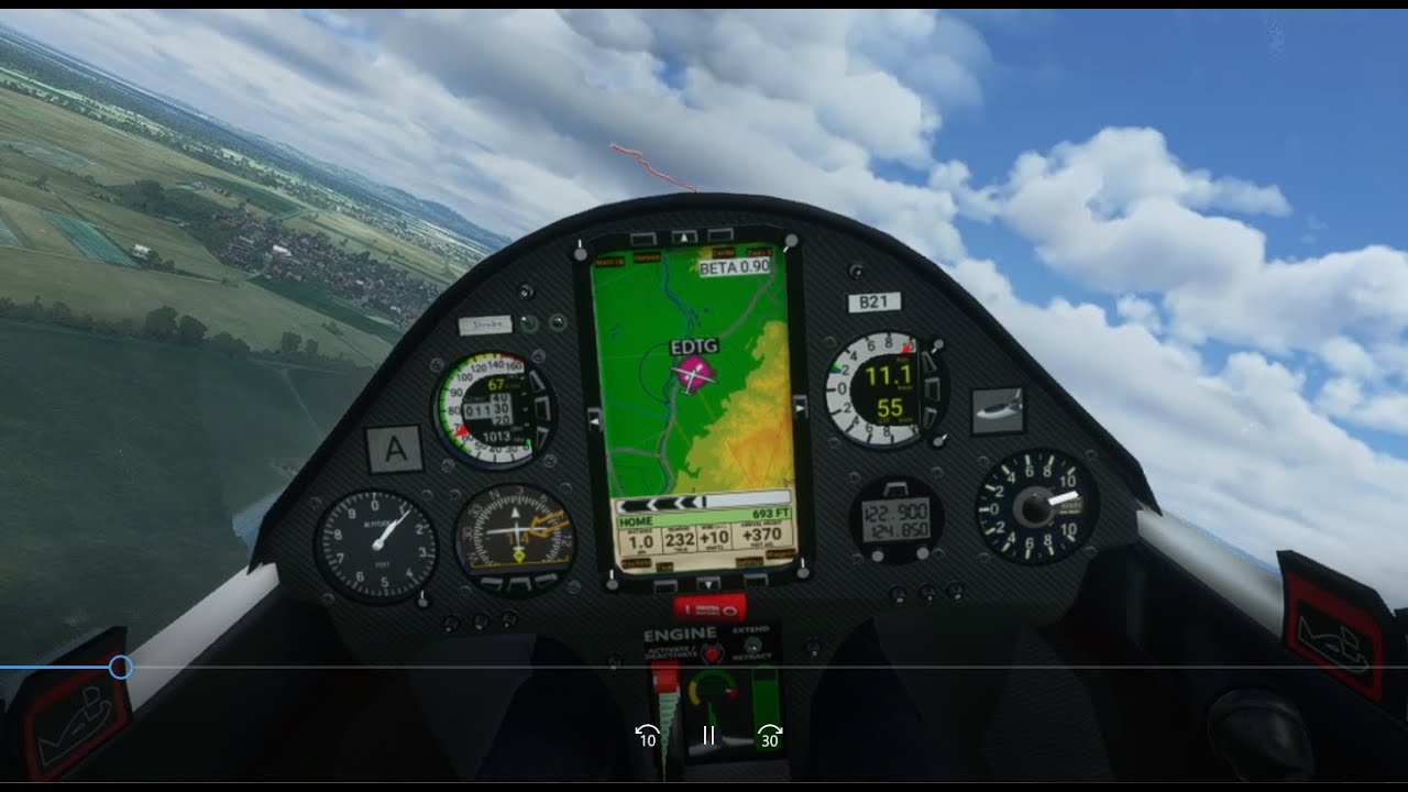 AS33 glider Microsoft Flight Simulator Nav Panel Demo Flight