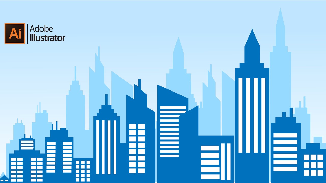 HOW TO Drawing  VECTOR CITY LANDSCAPE - ILLUSTRATOR TUTORIALS
