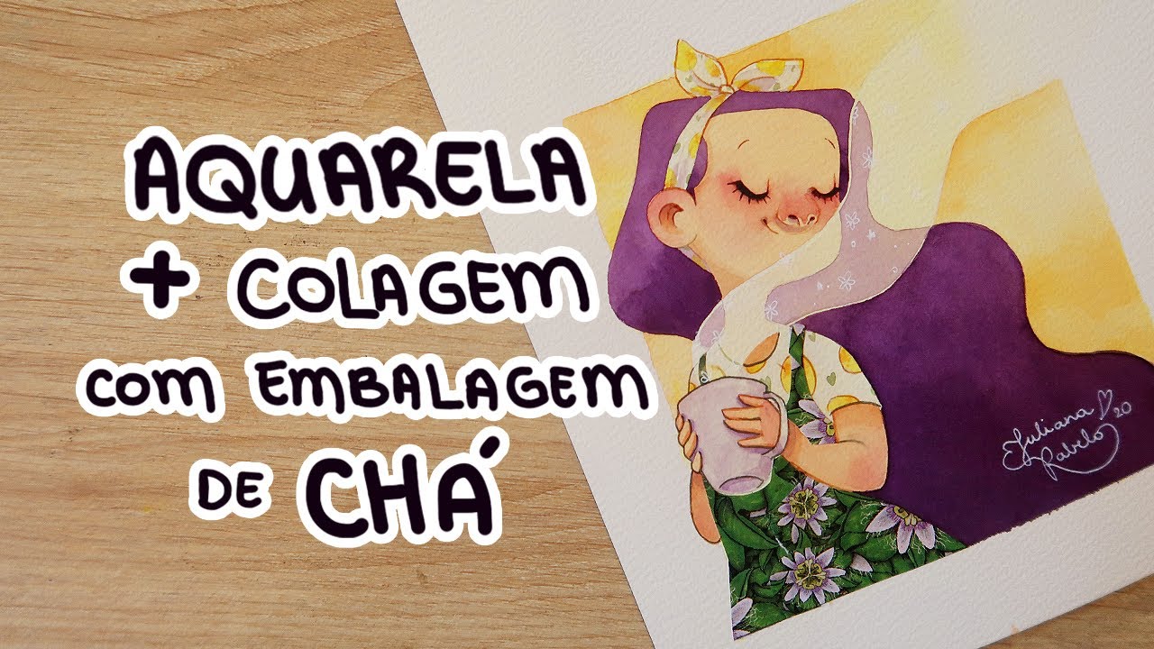 chá de maracujá ☕ aquarela & colagem ♥ processo criativo comentado + timelapse 🍋