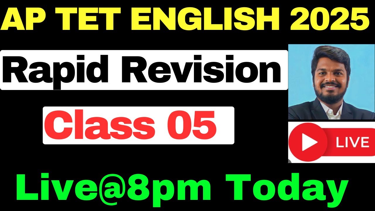 AP TET 2025  ENGLISH LIVE CLASSES🔴LIVE@🔴8.PM RAPID REVISION CLASSES -CLASS 05 EXPLANATION