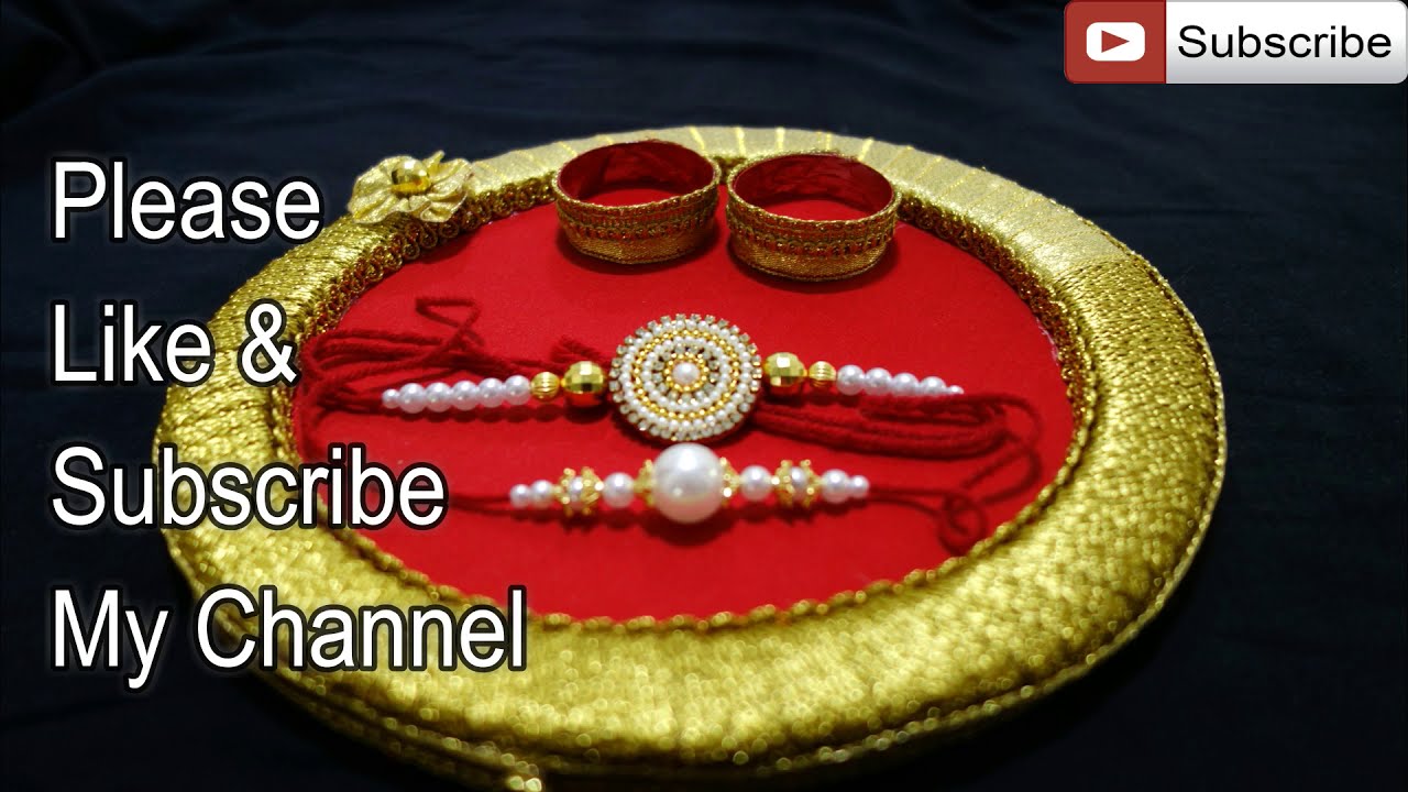 how to decorate puja thali | How to make rakhi pooja Thali decoration at Home|Aarti Thali Decoration