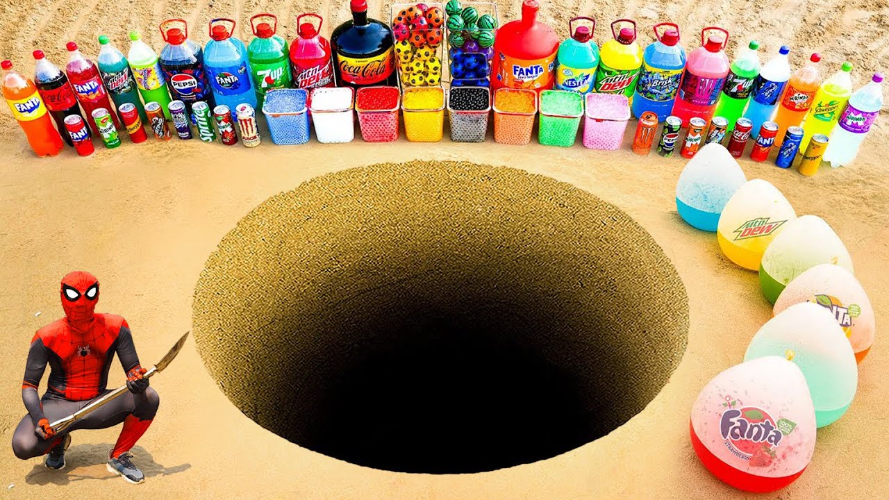 EXPERIMENT: Giant Balloons from Toothpaste Eruption with Fanta, Coca Cola vs Mentos in Underground