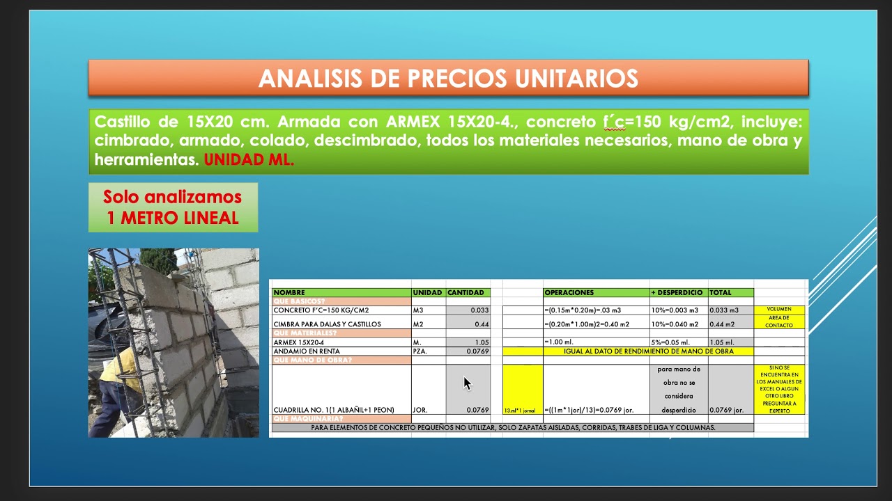 CLASE 5.3-ANALISIS DE PRECIOS UNITARIOS CASTILLO CON ARMEX