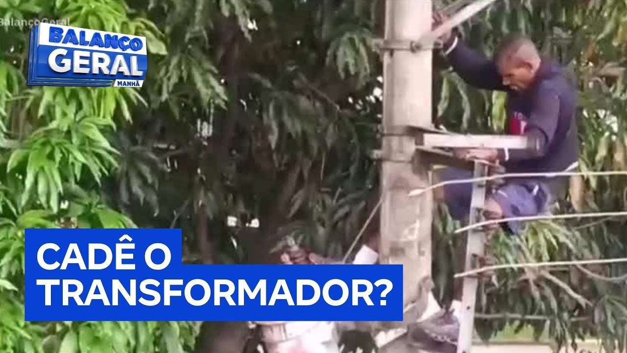 Homem escala poste para roubar transformador na zona leste de São Paulo