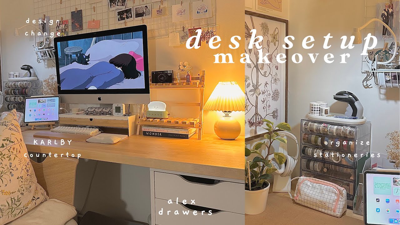 [ 𝐝𝐞𝐬𝐤 𝐦𝐚𝐤𝐞𝐨𝐯𝐞𝐫 ] 👩🏻‍💻  aesthetic organization, minimalist setup from IKEA