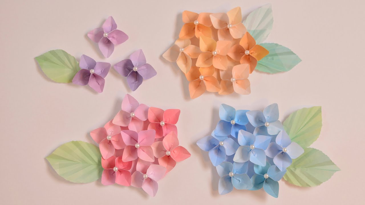 【100均DIY】折り紙で作る紫陽花①