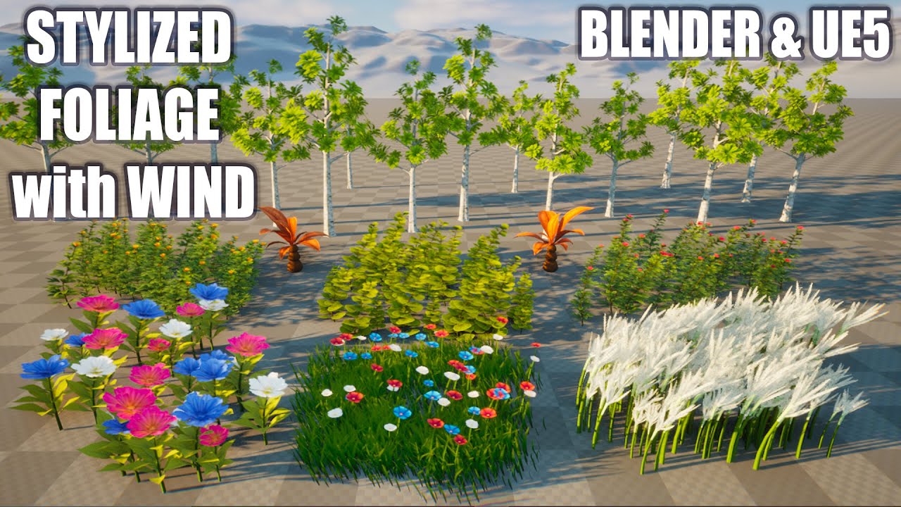 Стилизованная листва с ветром в Unreal Engine 5 и Blender