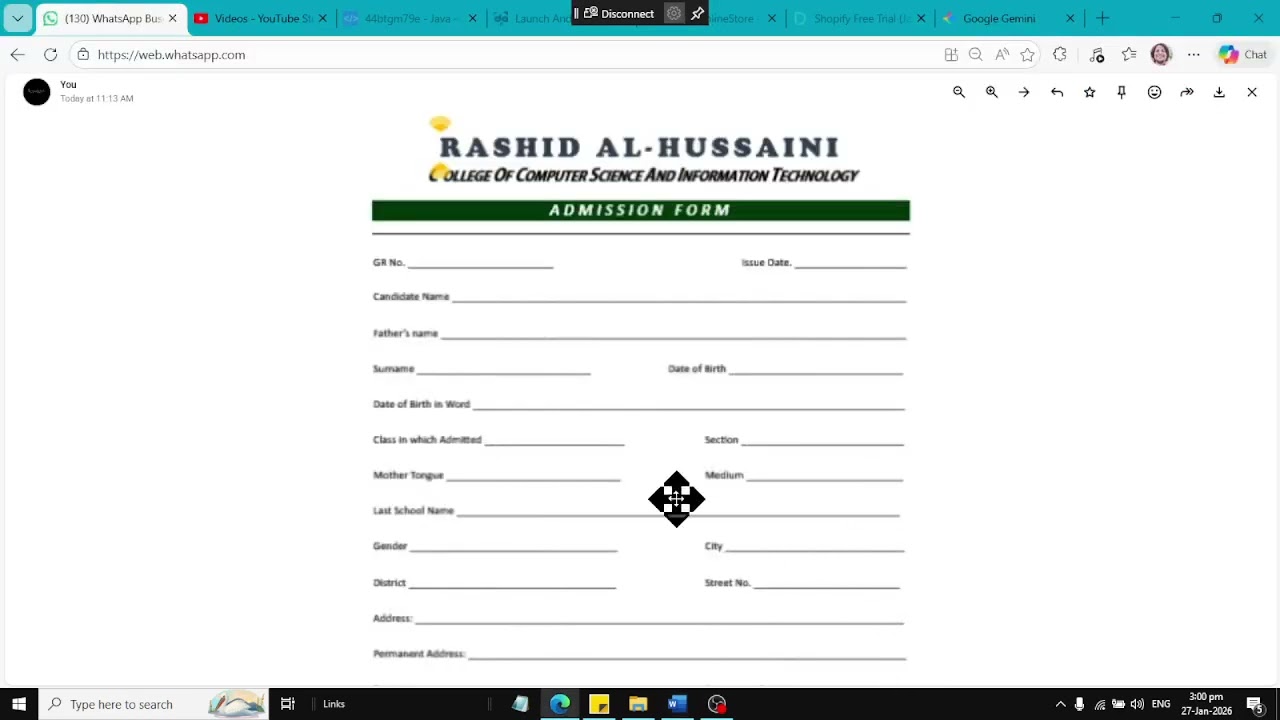 How to create Simple Admission Form in Ms word 2024