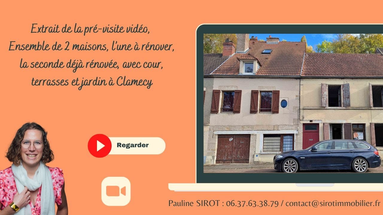 Extrait de la Pré visite, Ensemble de 2 maisons, l'une à rénover, la seconde déjà rénovée, avec cour