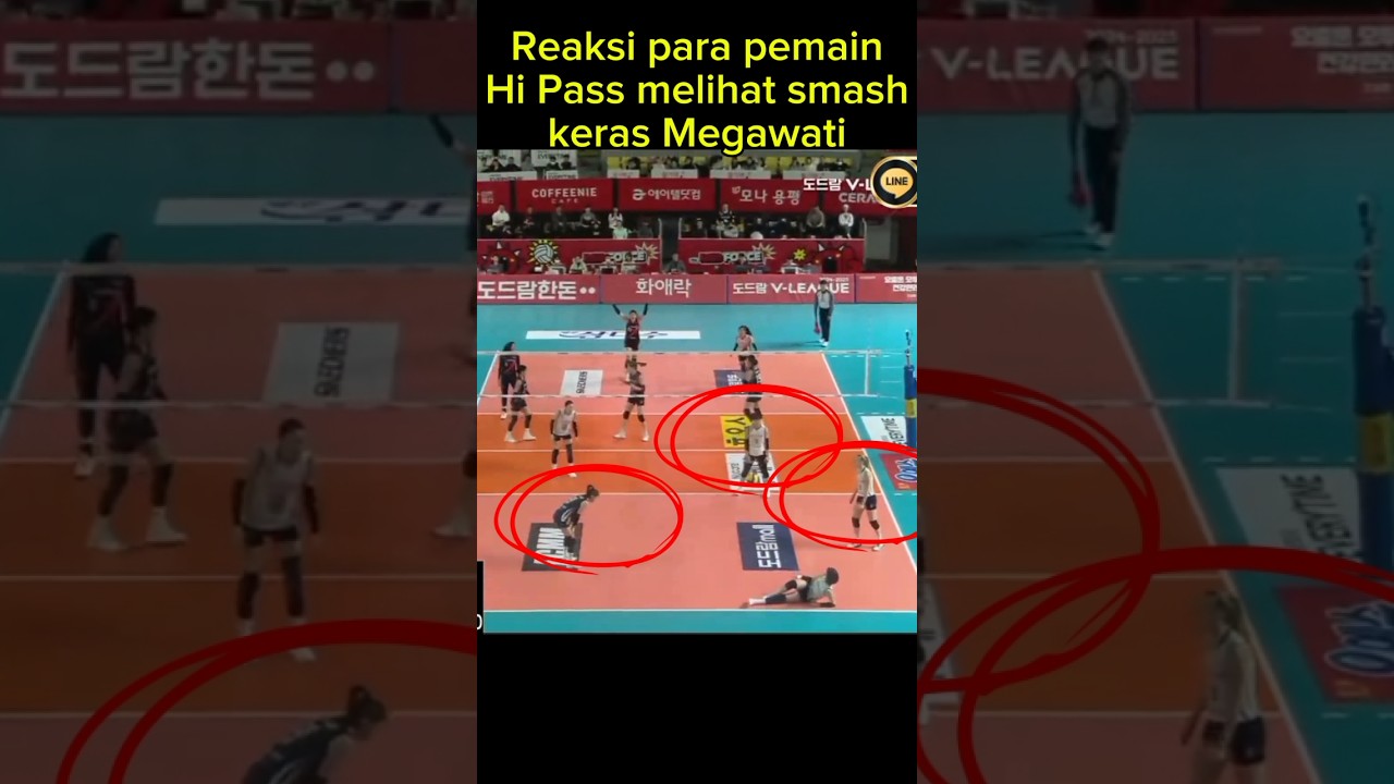 Reaksi para pemain Hi Pass melihat smash keras Megawati #mega #megawati #megatron #volly #vollyball