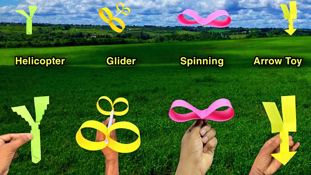 Best 4 Flying Paper Helicopter, 4 new flying paper toy, how to flying 4 new helicopter, fly all toy