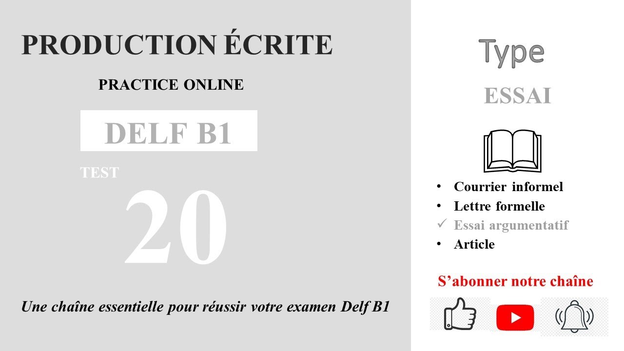 DELF B1 - Production écrite [Test 20] - 