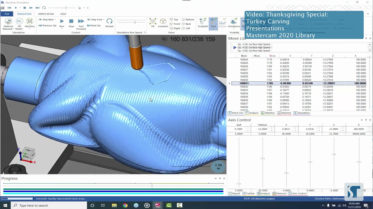 Morph Toolpath in Mastercam | Carving a Turkey with a Rotary 4th Axis | Presentation Preview