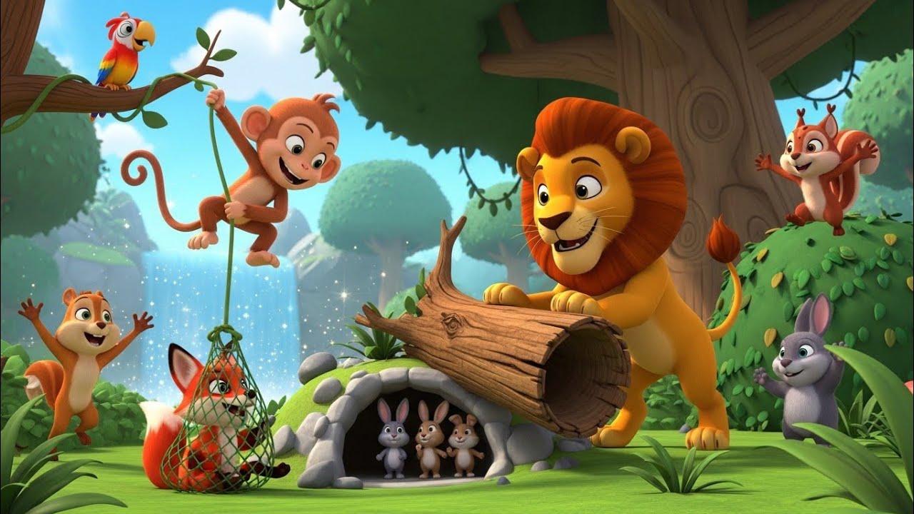 Monkey and Lion Help a Trapped Animal 🐵🦁 | Kids Cartoon Rescue