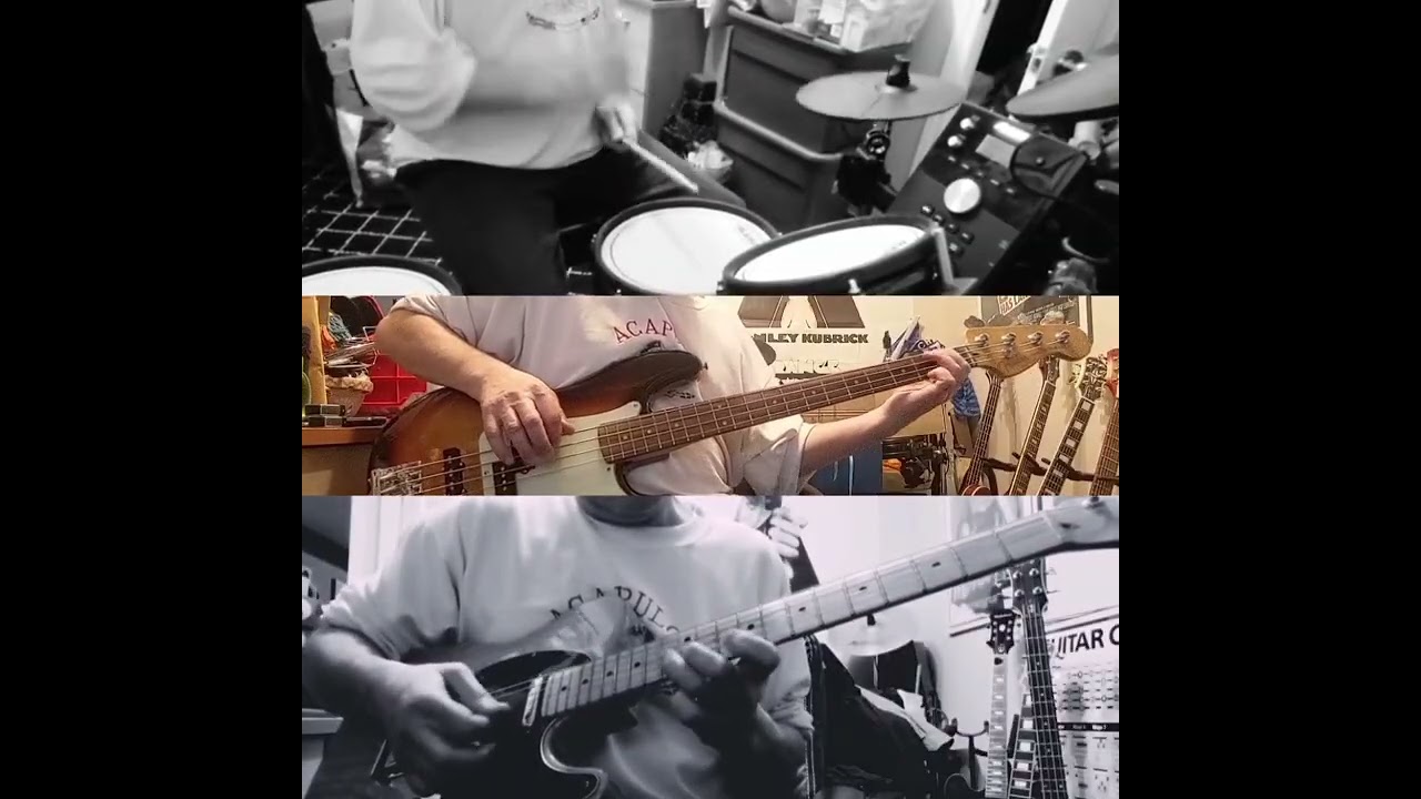 Crazy Little Thing Called Love - Queen (guitar cover) (bass cover) (drum cover)