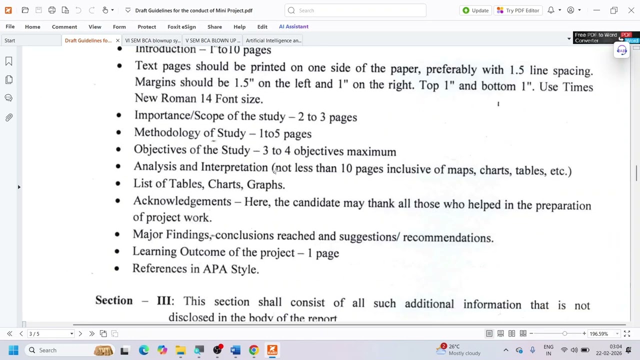 VI SEM BCA NEP Session1 - Selecting project title and preparing outline for the project works