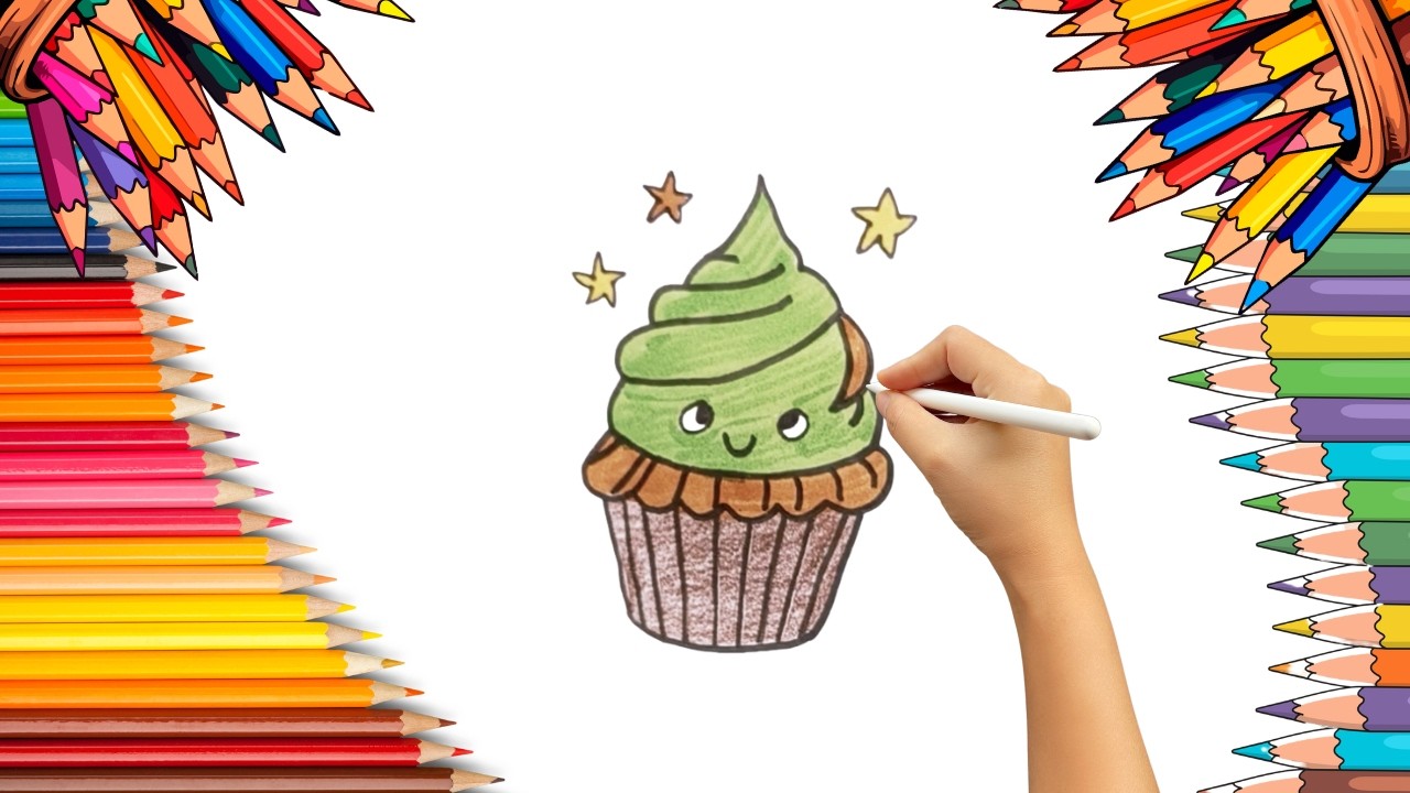 How To Draw cute Cake Drawing, Painting & Coloring For Kids and Toddlers_ Child Art 🐋🌈🎨