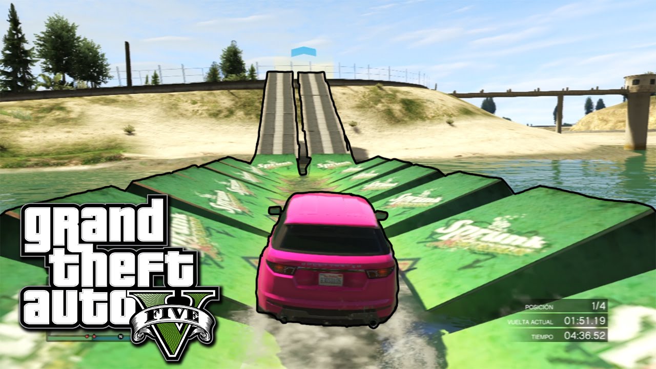GTA V, CARRERA LOCA!! AGUAS PELIGROSAS! PASARELA POR EL LAGO CON SUPER SALTOS FUNNY MOMENTS xFaRgAnx