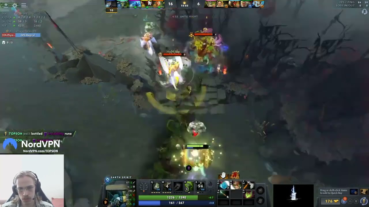 Topson  Earth spirit 3 vs 1 in mid