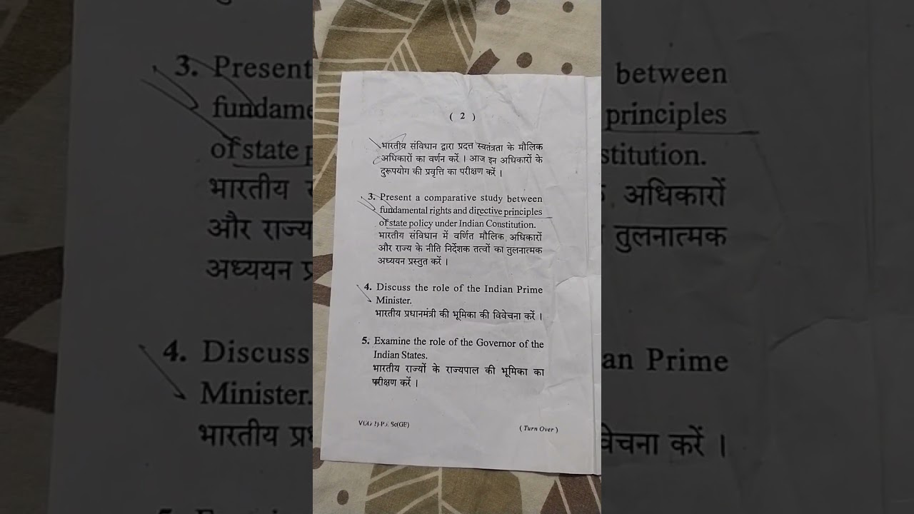 BA vbu political science generic elective pyq 2022