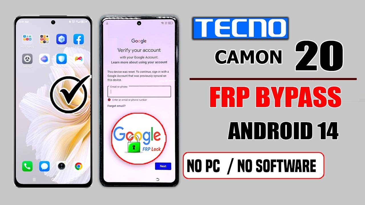 FRP BYPASS" TECNO CAMON 20 (ANDROID 14) WITHOUT PC ✅TECNO CAMON 20 FRP UNLOCK ✅GOOGLE ACCOUNT BYPASS