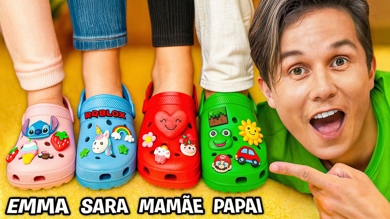 FIZ CROCS PRA TODA FAMÍLIA! 🤯 Gastamos MUITO na Customização dos Crocs com 100 PINS! (VALEU A PENA?)