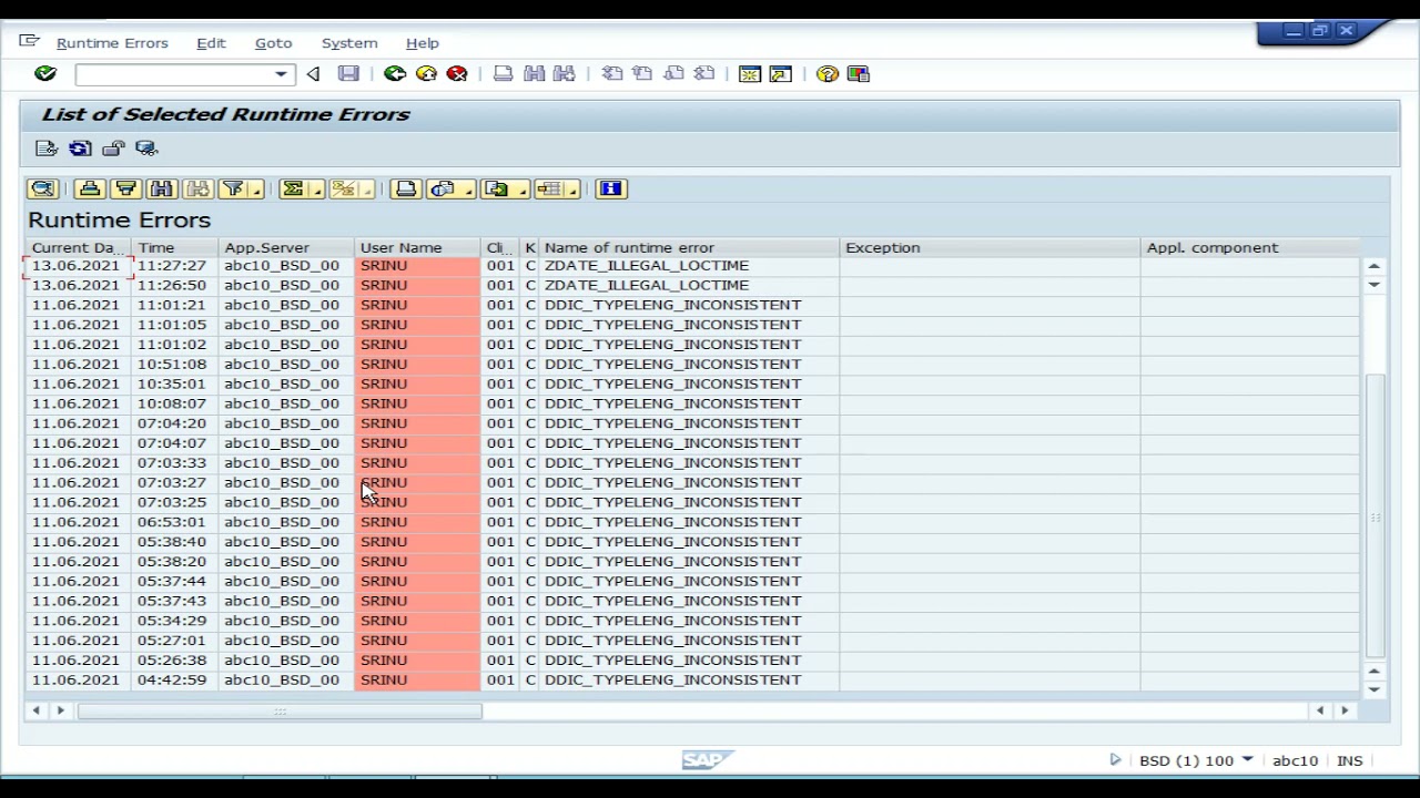 Дампы ST22 ABAP