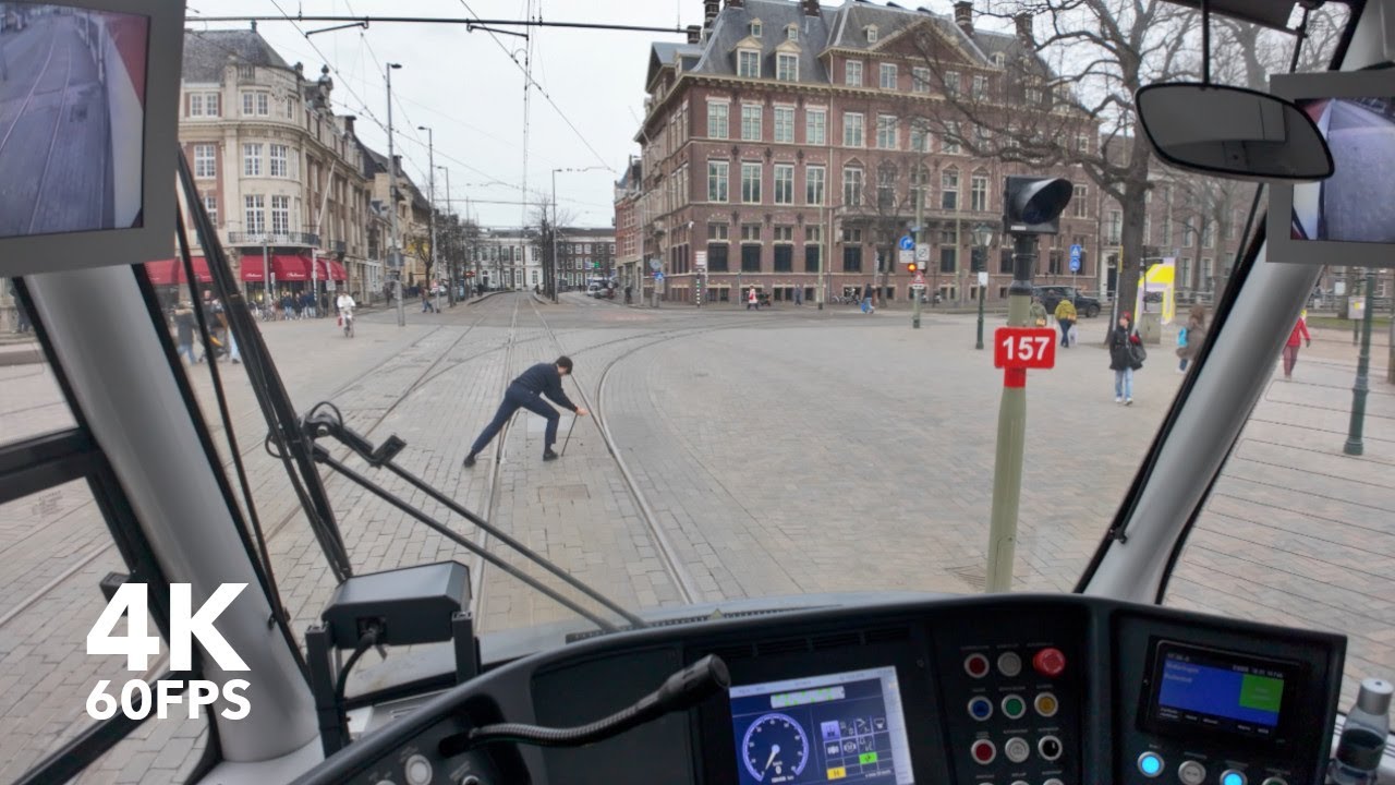Malfunctioning switch | 🚊 HTM Line 17 | 4K Tram Cabview | 🇳🇱 The Hague | Siemens Avenio