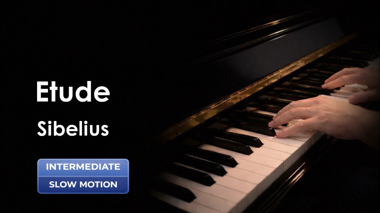 Jean Sibelius: Etude A Minor, Op. 76 No. 2, Slow Motion Piano Tutorial