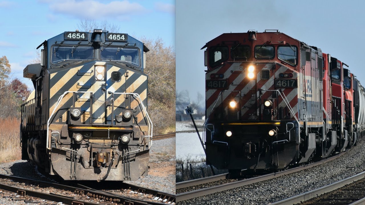 BC Rail Locomotives Leading Trains in Wisconsin