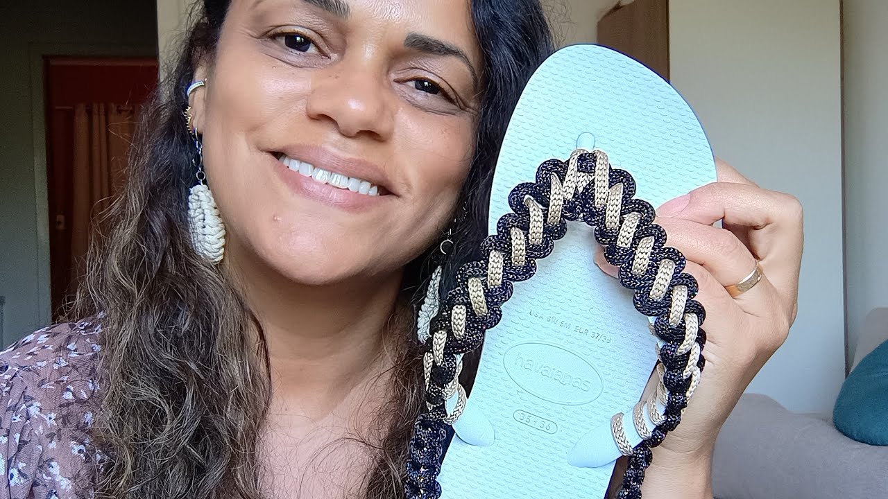 Tutorial completo desse chinelo havaianas em macrame.