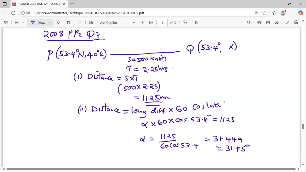 Longitudes and Latitudes. Form 4. Mathematics .k c s e 2008 & 2009