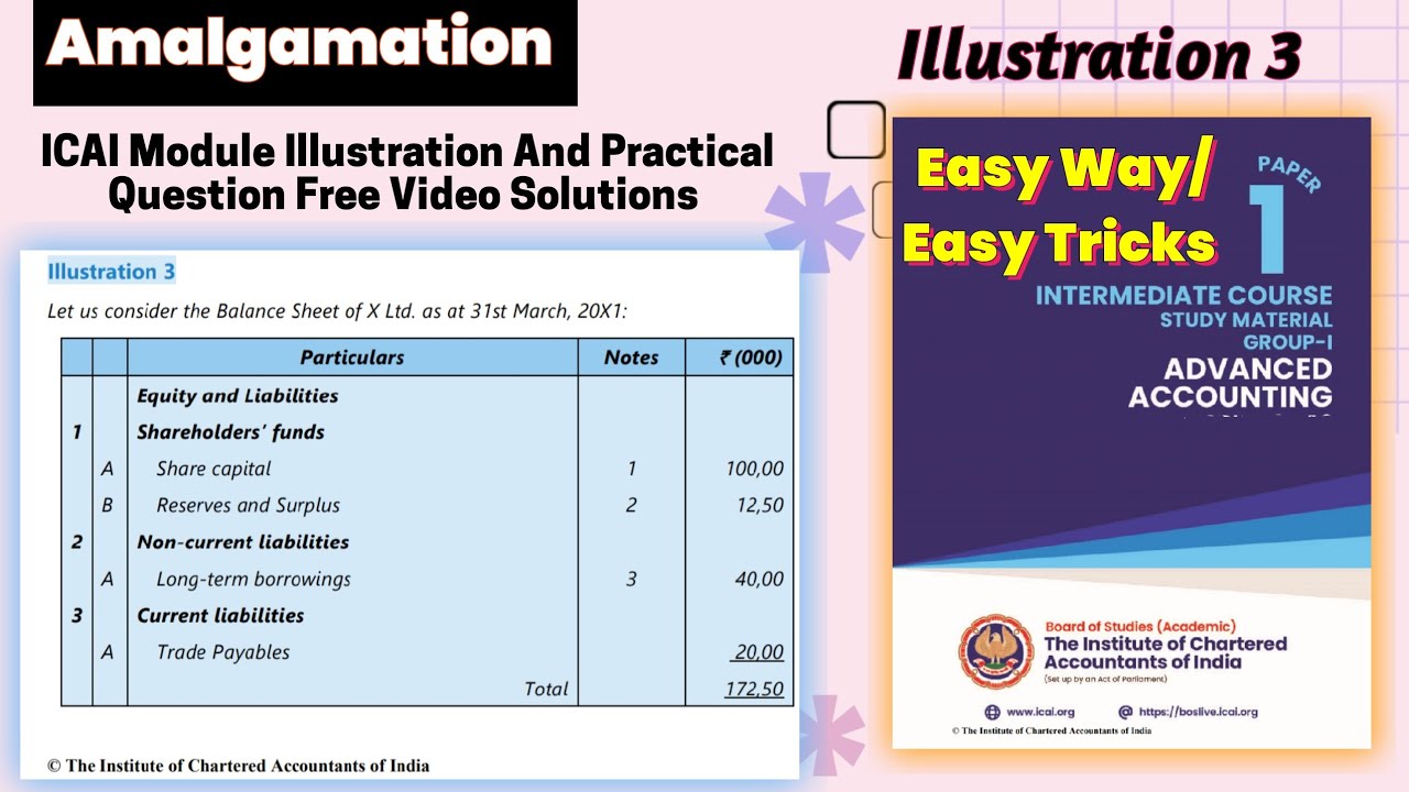 Illustration 3 | ICAI latest Module CA Inter Amalgamation Of Company | New Scheme Advance Account