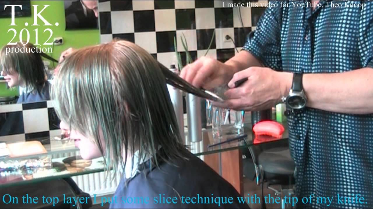 Long hair to Purple Bob! Make-Over of Ashley (sur) Price by Theo Knoop.