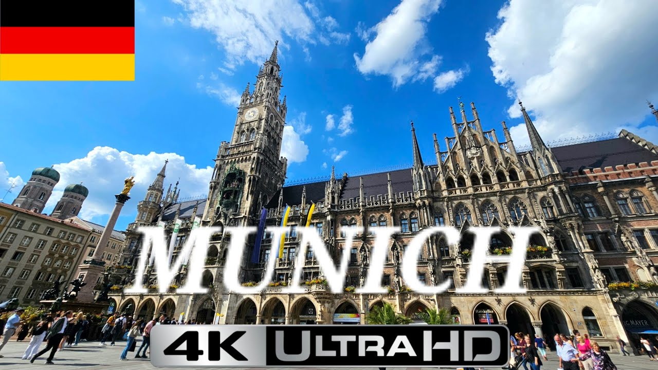MUNICH GERMANY 4K - waling tour - Stachus to Marienplatz July 2023 4K 60FPS HDR