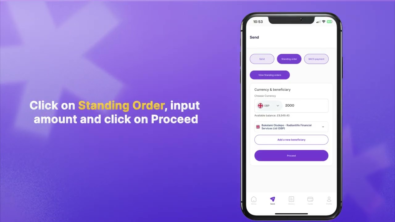 Radiant Money -  Set Up Standing Order Payment
