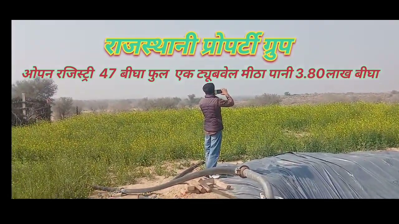 ओपन रजिस्ट्री  47 बीघा एक ट्यूबवेल  फुल  मीठा पानी रेट 3.80 लाख  प्रति बीघा