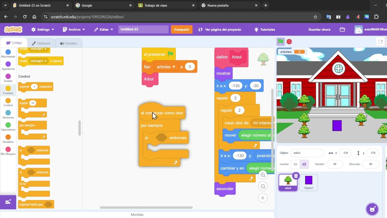 Ocultar y mostrar objetos en Scratch