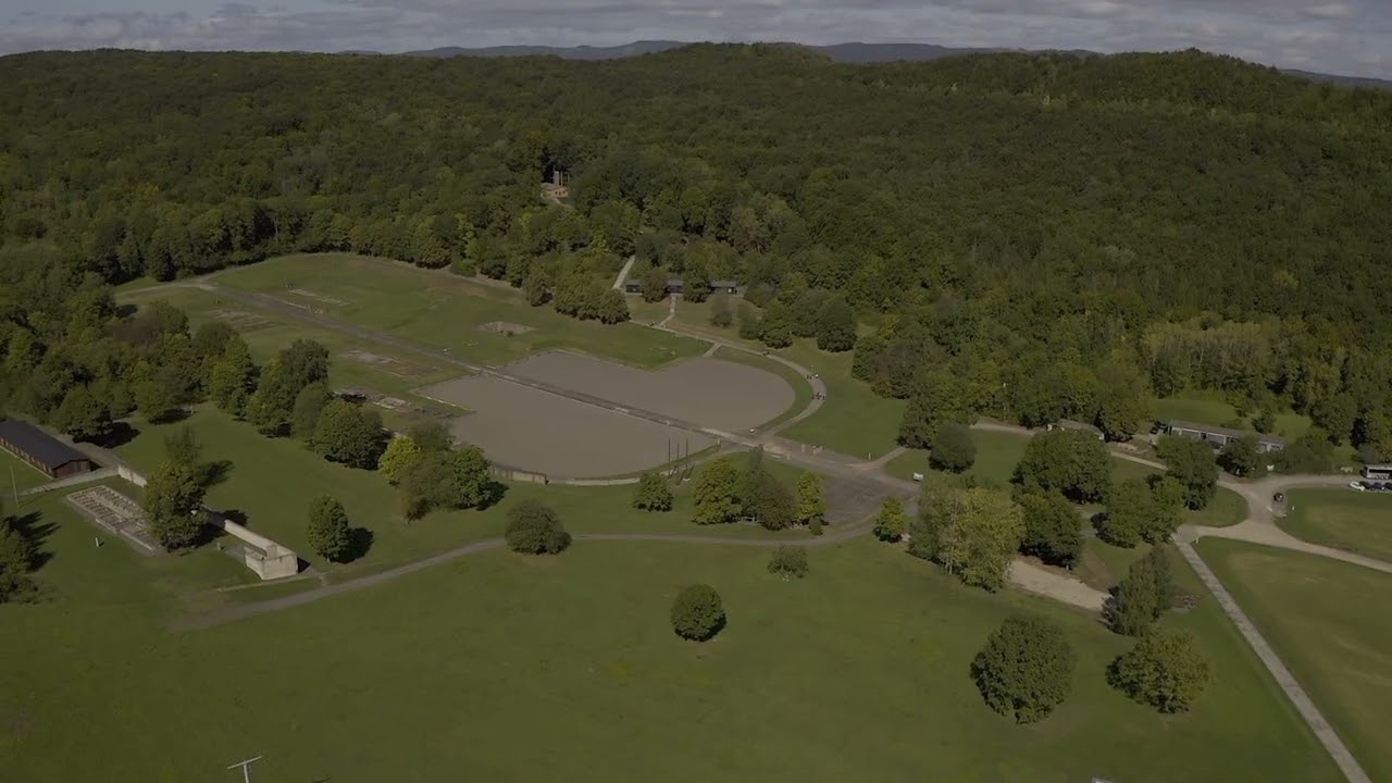 4K Aerial Footage of Dora-Mittelbau Concentration Camp Memorial, Nordhausen