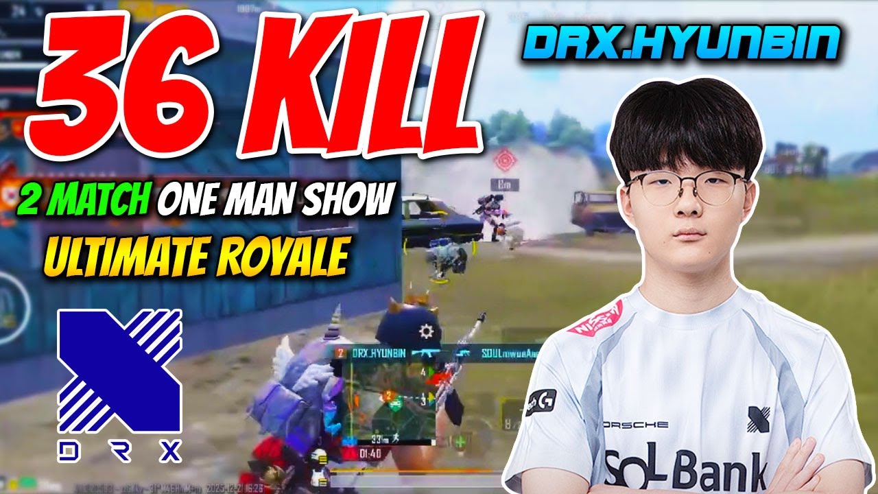 PUBG Mobile Korea : DRX.HYUNBIN 2 Match one man show Ultimate Royale Highlight Ep.518