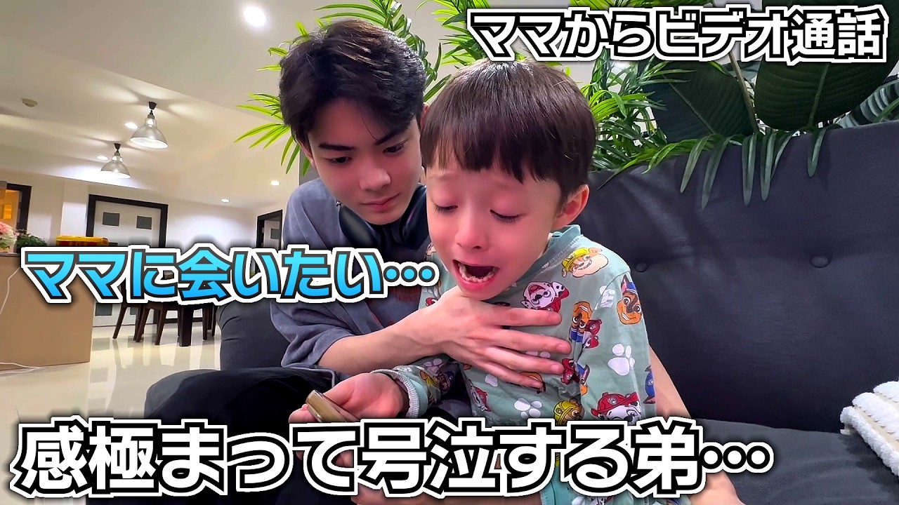 日本帰国中のママからビデオ通話がきた！感極まって号泣する弟…ママお帰りなさい😭✨