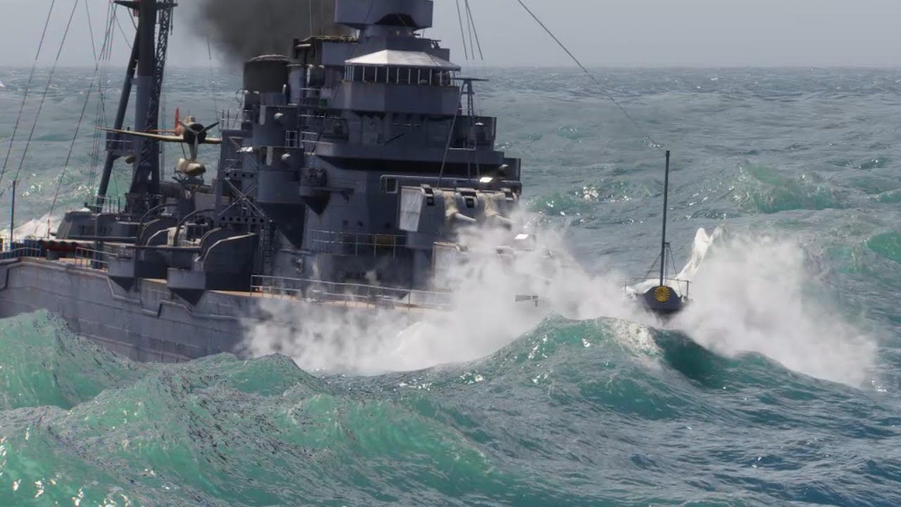巡洋艦 古鷹の動画【003】_荒波（Cruiser FURUTAKA 003_Rough waves/крейсер ФУРУТАКА 003_Бурные волны/巡洋艦 古鷹_003）