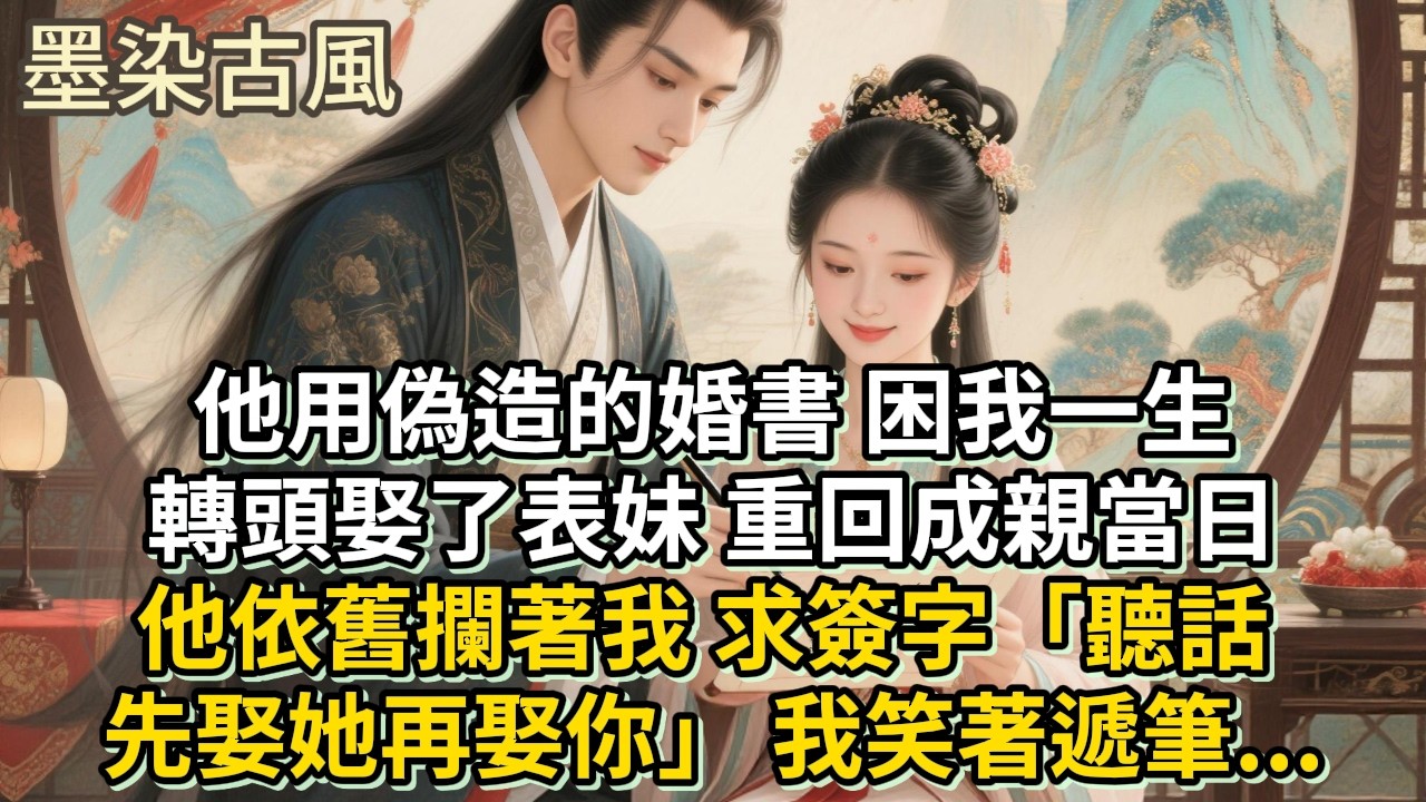 他用偽造的婚書困我一生，轉頭娶了表妹。重回成親當日，他依舊攔著我求簽字：「聽話，先娶她再娶你」 我笑著遞筆...#古言 #小説 #古風 #愛情 #情感故事 #爽文 #完結#原創