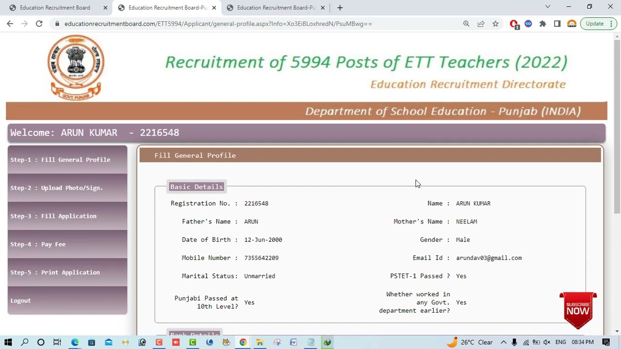 ETT 5994 Recruitment Bank Details Error * Correction Panel * See How to Correct Details