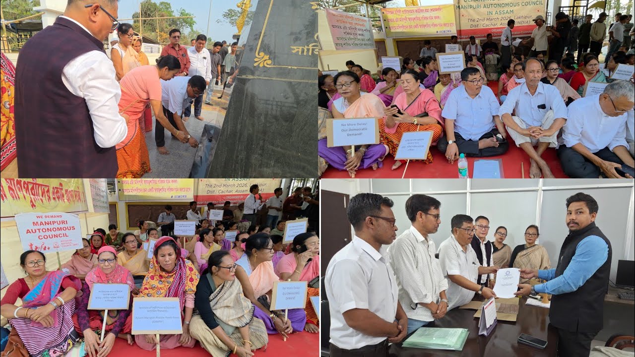 Fulertal bypass, Lakhipur, Cachar da March 2, 2026 da sit in demonstration pangthokhre