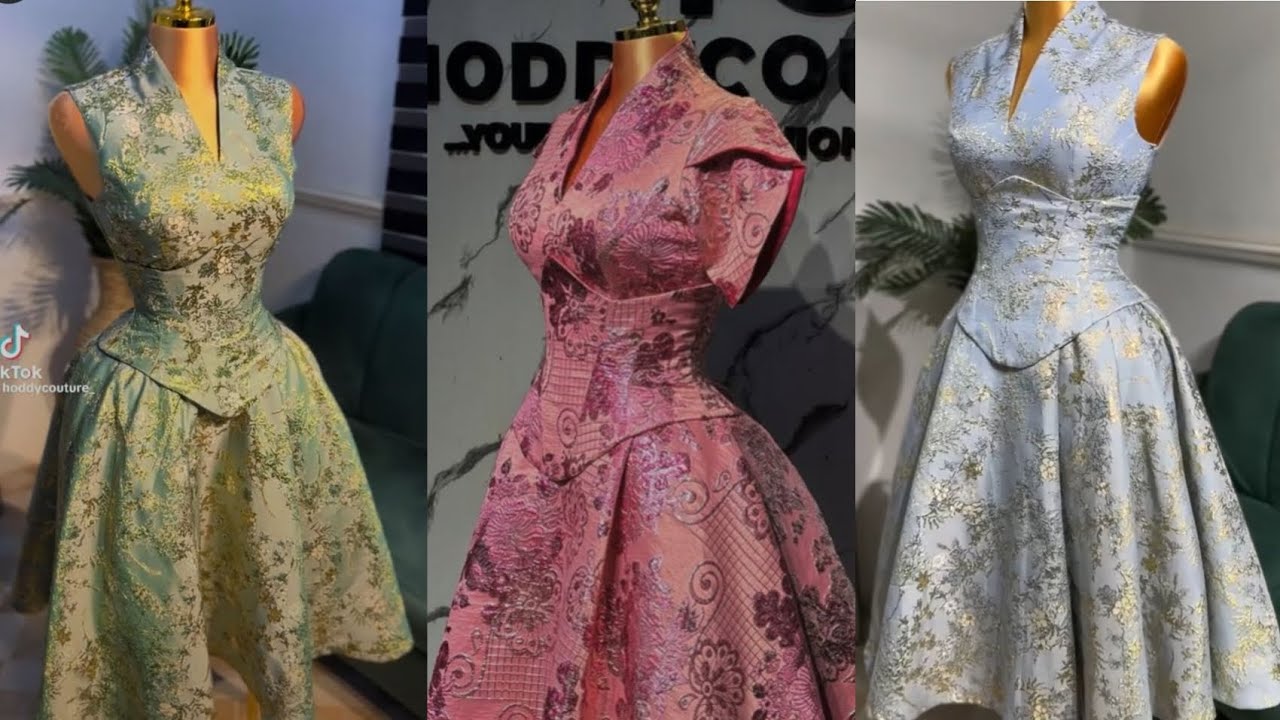How to Cut and Sew a Stylish Builtup Collar Flare Gown with Underbust Corset