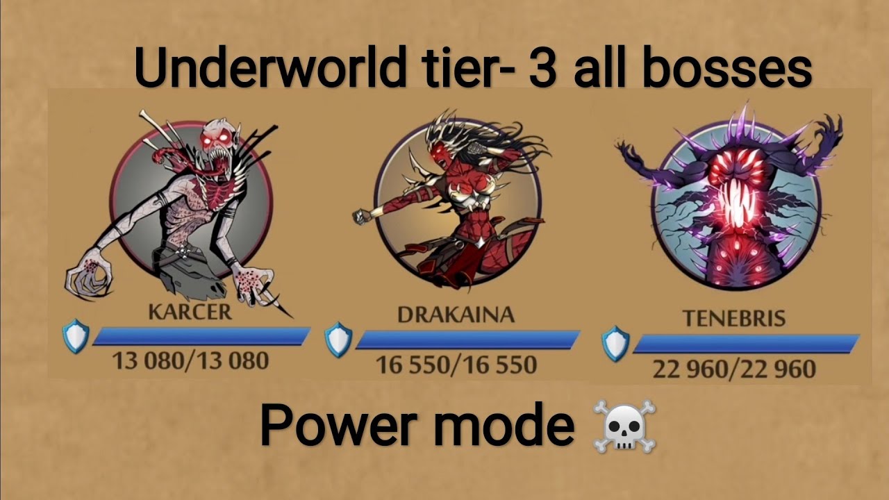 Shadow fight 2- Underworld ||Tier- 3, all bosses power mode; 1st place raids||