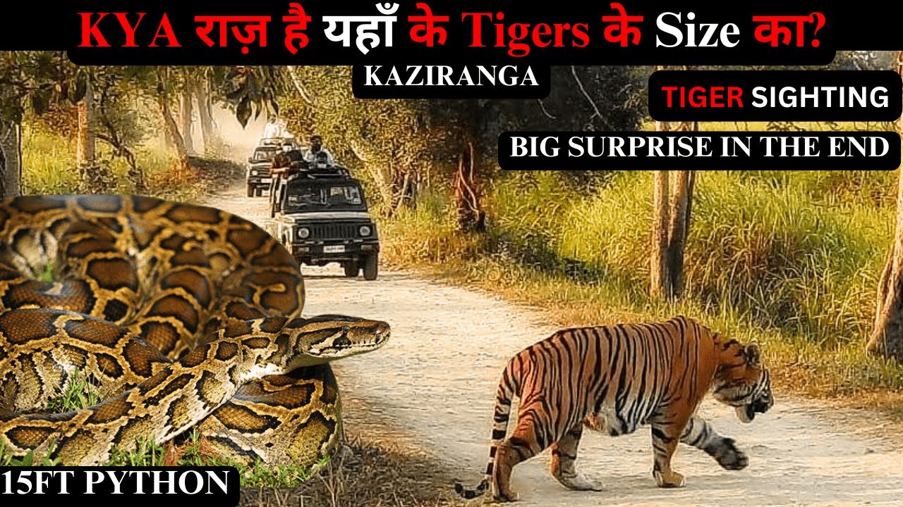 Big Male Tiger & 15 FT Python! Kaziranga Assam Tiger Attack! #wildlife #assam